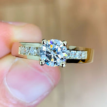 Load image into Gallery viewer, Round Cut Shape Moissanite Engagement Ring Channel Set Bridal Ring 14k Solid And Heavy Yellow Gold Women's Wedding Ring For Her 1.50ctw