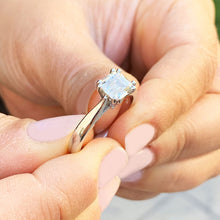 Load image into Gallery viewer, Asscher Cut Moissanite Four Prong Set Engagement Ring Solitaire In 14k Solid And Heavy White Gold Bridal Ring Cathedral Wedding Ring 1.30ctw
