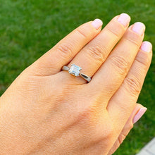 Load image into Gallery viewer, Asscher Cut Moissanite Four Prong Set Engagement Ring Solitaire In 14k Solid And Heavy White Gold Bridal Ring Cathedral Wedding Ring 1.30ctw