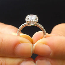 Load image into Gallery viewer, Cushion Cut Moissanite Center And Round Cut Sides Engagement Ring Halo Style Set In 14k Solid White Gold Bridal Wedding Ring For Her 1.80ctw