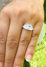 Load image into Gallery viewer, Radiant Shape And Trillion Cut Sides Moissanite Engagement Ring Three Stone Style 14k Solid White Gold Wedding Bridal Ring For Her 3.00ctw