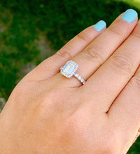 Load image into Gallery viewer, Emerald Cut Moissanite And Round Cut Sides Engagement Ring Halo Style Bridal Propose Ring Set In 14k Solid White Gold Wedding Ring 2.90ctw