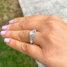 Load image into Gallery viewer, Round Cut Moissanite Engagement Ring Inner Halo Wedding Ring Antique Style Bridal Ring For Her 14k Solid White Gold Propose Ring 1.65ctw