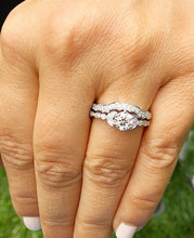 Load image into Gallery viewer, Round Cut Moissanite Engagement Ring And Matching Band Antique Design Wedding Ring And Band Bridal Set Set In 14k Solid White Gold 1.35ctw