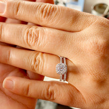 Load image into Gallery viewer, Cushion Cut Moissanite and Round Cut Sides Engagement Ring And Matching Band In 14K Solid White Gold Wedding Ring Halo Bridal Ring 1.75ctw