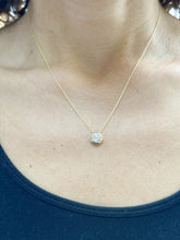 Load image into Gallery viewer, Round Cut Moissanite Pendant And Chain Solitaire Minimalist Dainty Bezel Set 14k Solid Yellow Gold Necklace And Chain Wedding Gift 1.00ct