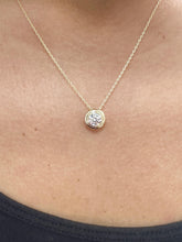 Load image into Gallery viewer, Round Cut Moissanite Pendant And Chain Solitaire Minimalist Dainty Bezel Set 14k Solid Yellow Gold Necklace And Chain Wedding Gift 1.00ct