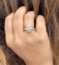 Load image into Gallery viewer, Oval Shape Moissanite And Round Cut Sides Engagement Ring And Matching Band 14k Solid Yellow Gold Bridal Ring Solitaire Wedding Ring 3.30ctw