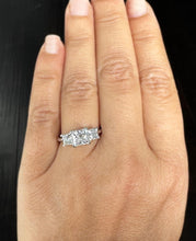 Load image into Gallery viewer, Princess Cut Moissanite Engagement Ring Three Stone Style Wedding Ring Prong Set Bridal Ring In 14k Solid White Gold Propose Ring 3.00ctw