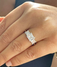 Load image into Gallery viewer, Princess Cut Moissanite Engagement Ring Three Stone Style Wedding Ring Prong Set Bridal Ring In 14k Solid White Gold Propose Ring 3.00ctw
