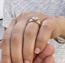 Load image into Gallery viewer, Round Cut Moissanite Semi Bezel Style Engagement Ring Women's Bridal Ring Set In 14K Solid And Heavy Rose Gold Wedding Ring For Her 1.06ctw