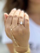 Load image into Gallery viewer, Pear Shape Moissanite And Round Cut Sides Natural Diamonds Engagement Ring In 14k Solid Rose Gold Bridal Ring Halo Style Wedding Ring 1.70ct