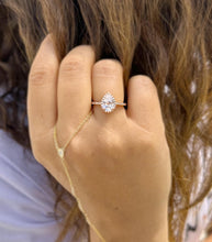 Load image into Gallery viewer, Pear Shape Moissanite And Round Cut Sides Natural Diamonds Engagement Ring In 14k Solid Rose Gold Bridal Ring Halo Style Wedding Ring 1.70ct