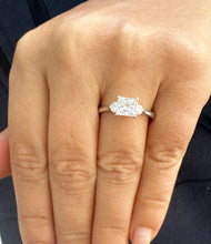 Load image into Gallery viewer, Princess Shape Center And Round Cut Sides Moissanite Engagement Ring Three Stone Ring Style 14K Solid White Gold Wedding Bridal Ring 2.00ctw