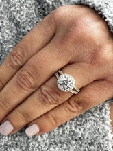 Load image into Gallery viewer, Round Cut Moissanite Engagement Ring Halo Style Split Shank Style Wedding Ring Women's Bridal Ring 14k Solid Yellow Gold Ring For Her 2.20ct