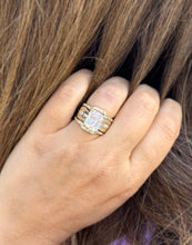 Load image into Gallery viewer, Radiant Cut And Round Cut IGI Certified Diamond Sides Engagement Ring And Two Matching Bands 14k Solid Yellow Gold Wedding Set 6.00ctw G-VS2