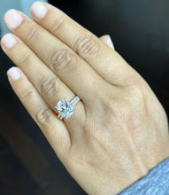 Load image into Gallery viewer, Cushion Cut Moissanite And Round Cut Sides Engagement Ring And Band 14K Solid Yellow Gold Four Prong set Half Eternity Minimalist 5.20ctw