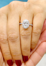 Load image into Gallery viewer, Oval Shape Moissanite And Round Cut Sides Engagement Ring Halo Style Wedding Ring Women's Bridal Ring For Her 14k Solid White Gold 3.50ctw