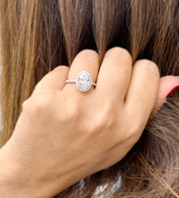 Load image into Gallery viewer, Oval Shape Moissanite And Round Cut Sides Engagement Ring Halo Style Wedding Ring Women's Bridal Ring For Her 14k Solid White Gold 3.50ctw