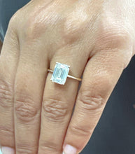Load image into Gallery viewer, Emerald Cut Moissanite Solitaire Ring Set In 14K Solid And Heavy Yellow Gold Wedding Ring Four Prong Set Bridal Ring Minimalist For Her 4.00