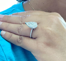 Load image into Gallery viewer, Pear Shape And Round Cut Diamonds Engagement Ring IGI Certified 14k Solid White Gold Hidden Halo Style Wedding Ring 5.50ctw G-VS2