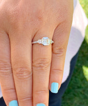 Load image into Gallery viewer, Asscher Cut Center Moissanite And Baguettes Sides Engagement Ring Bezel Set In 14K Solid White Gold Bridal Ring For Her Wedding Ring1.30ctw