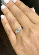 Load image into Gallery viewer, GIA Certifeid Natural Asscher Cut Center And Round Cut And Baguettes Cut Sides 14K Solid White Gold Diamond Engagement Ring Bezel Set 1.30ct