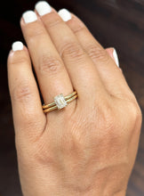 Load image into Gallery viewer, Emerald Cut Moissanite Solitaire Ring And Matching Band Wedding Ring Hidden Halo Bridal Ring Minimalist Set 14K Solid Yellow Gold 1.60ctw