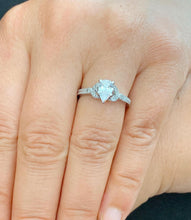 Load image into Gallery viewer, Pear Shape And Round Cut Sides Diamonds Engagement Ring IGI Certified 14k Solid White Gold Antique Filigree Style Bridal Wedding Ring 1.20ct