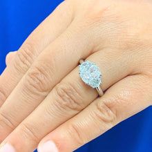 Load image into Gallery viewer, Cushion Cut Center Moissanite And Half Moon Sides Engagement Ring 14k Solid White Gold Bridal Ring Three Stone Syle Wedding Ring 3.00ctw