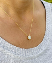 Load image into Gallery viewer, Round Cut Moissanite Pendant And Chain Solitaire Minimalist Dainty Bezel Set 14k Solid Yellow Gold Necklace And Chain Wedding Gift 2.00ct
