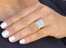 Load image into Gallery viewer, Radiant Cut Moissanite Ring Solitaire Set In 14K Solid And Heavy Yellow Gold Bezel Set Wedding Ring Double Halo Style Bridal Ring 3.50ct