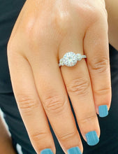 Load image into Gallery viewer, Round Cut Diamond Engagement Ring Three Stone Style IGI Certified 14k Solid White Gold Bridal Ring Halo Design Women's Wedding Ring 2.00ctw