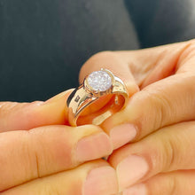 Load image into Gallery viewer, Round Cut Diamond Engagement Ring Semi Bezel Set Solitaire Ring IGI Certified 14k Solid Rose Gold Bridal Ring Women's Wedding Ring 1.20ct