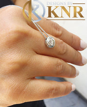 Load image into Gallery viewer, Round Cut Natural Diamond Pendant Necklace Bezel Set Solitaire Necklace And Chain Anniversary Gift Wedding Pendant 14k Solid White Gold 0.50