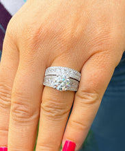 Load image into Gallery viewer, Round Cut Diamond Engagement Ring And Matching Band Filigree Style Wedding Bridal Set IGI 14k Solid White Gold Ring And Band Set 4.50 F-VS2