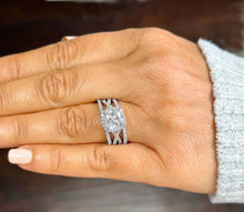 Load image into Gallery viewer, GIA Cetified Natural Cushion Cut Center and Round Sides Diamond Engagement Ring And Two Matching Bands Halo Set 14k Solid White Gold 2.90ctw