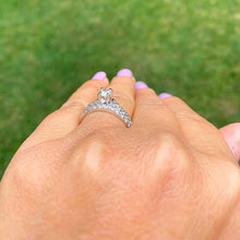 Load image into Gallery viewer, Round Cut Diamond Engagement Ring And Matching Band Wedding Bridal Anniversary Natural Diamonds Bridal Set In 14k Solid White Gold 1.00ctw