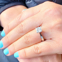 Load image into Gallery viewer, Princess Cut Moissanite Engagement Ring Solitaire In 14k Solid White Gold Bridal Ring Wedding Anniversary Solitaire Prong Set Ring 1.20ct
