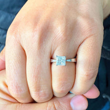 Load image into Gallery viewer, Princess Cut Moissanite Engagement Ring Solitaire In 14k Solid White Gold Bridal Ring Wedding Anniversary Solitaire Prong Set Ring 1.20ct