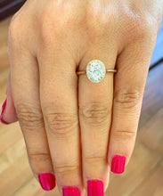 Load image into Gallery viewer, Oval Cut Moissanite Center and Round Cut Sides Engagement Ring Halo Style Wedding Bridal Ring In 14k Solid Yellow Gold Ring For Her 1.20ctw