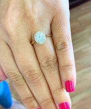 Load image into Gallery viewer, Oval Cut Moissanite Center and Round Cut Sides Engagement Ring Halo Style Wedding Bridal Ring In 14k Solid Yellow Gold Ring For Her 1.20ctw