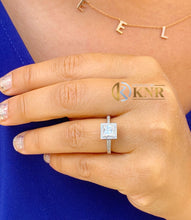 Load image into Gallery viewer, Princess Cut Moissanite and Natural Round Cut Diamond Engagement Ring Set In 14k Solid White Gold Wedding Ring Halo Style Bridal Ring 1.70ct