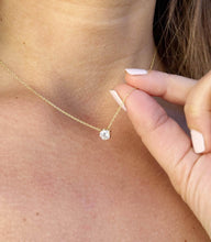 Load image into Gallery viewer, Round Cut Moissanie Pendant And Chain Solitaire Minimalist Dainty 14k Solid Yellow Gold Necklace And Chain Bridal Wedding Gift For Her 0.50