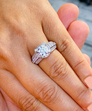 Load image into Gallery viewer, Round Cut Moissanite Engagement Ring 14K Solid And Heavy White Gold Prong Set Bridal Ring Filigree Style Wedding Ring For Her 3.50ctw