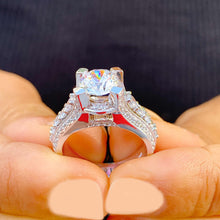 Load image into Gallery viewer, Round Cut Diamond Engagement Ring IGI Certified 14K White Gold Prong Set Bridal Ring Filigree Design Wedding Ring Women's Ring 3.50ctw