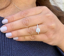 Load image into Gallery viewer, Cushion Cut Moissanite Ring And Round Cut Engagement Ring 14K Solid White Gold Bridal Ring Wedding Ring Prong Set Half Eternity Ring 1.90ctw