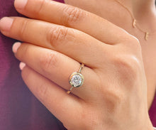 Load image into Gallery viewer, Round Cut Moissanite Engagement Ring Bezel Set Wedding ring Solitaire Style Bridal Ring For Her Minimalist Style 14k Solid Yellow Gold 1.00