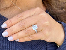 Load image into Gallery viewer, Cushion Cut And Round Cut Sides Diamond IGI Certified Engagement Ring And Matching Band 14k Solid White Gold Halo Wedding Ring 4.40ctw G-VS2