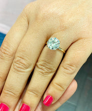 Load image into Gallery viewer, Round Cut Moissanite Engagement Ring Solitaire Style Bridal Ring Set Six Prong Set Wedding Ring In 14k Solid Yellow Gold Ring For Her 3.00ct
